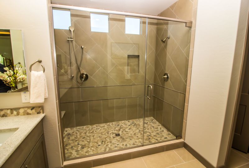 Glass Enclosed Shower with Modern Fixtures